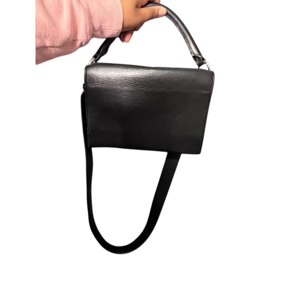 & Other Stories Black Leather Crossbody Shoulder Bag Top Handle - Picture 2 of 8